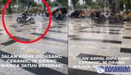 Permalink to Jalan Keramik Sudirman Medan, Warga Berjatuhan